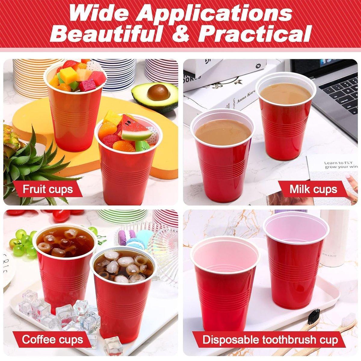 50pcs Red Plastic Beer Pong Cups Reusable Party Cups Drinking Game Supplies