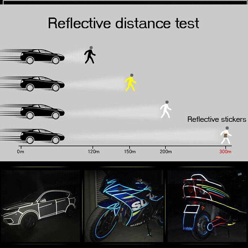 8m Reflective Tape for Bikes Cars Motorcycles Waterproof High Visibility Strip - Red-White