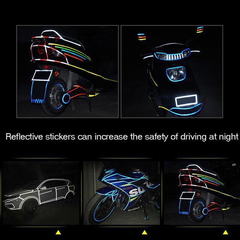 8m Reflective Tape for Bikes Cars Motorcycles Waterproof High Visibility Strip - White