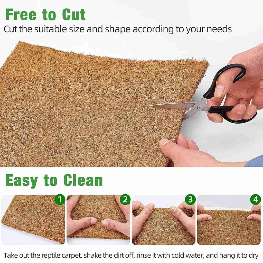 Reptile Terrarium Liner Coconut Fiber Mat Tortoise Carpet Pet Hamster Bedding - 50x30cm