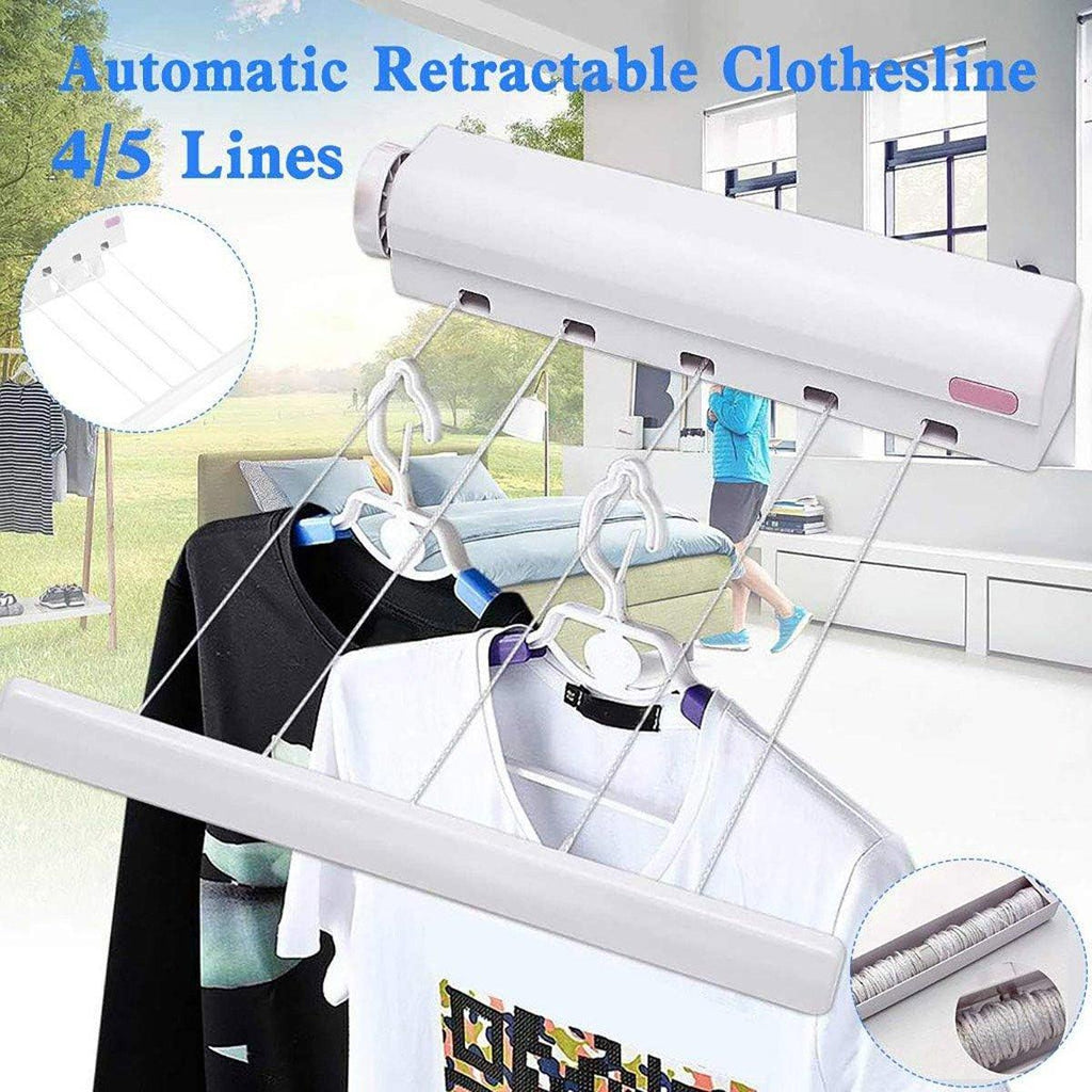 Wall Mounted Clothes Hanger Dryer Clothesline Laundry Washing Line Drying Rack - 4lines