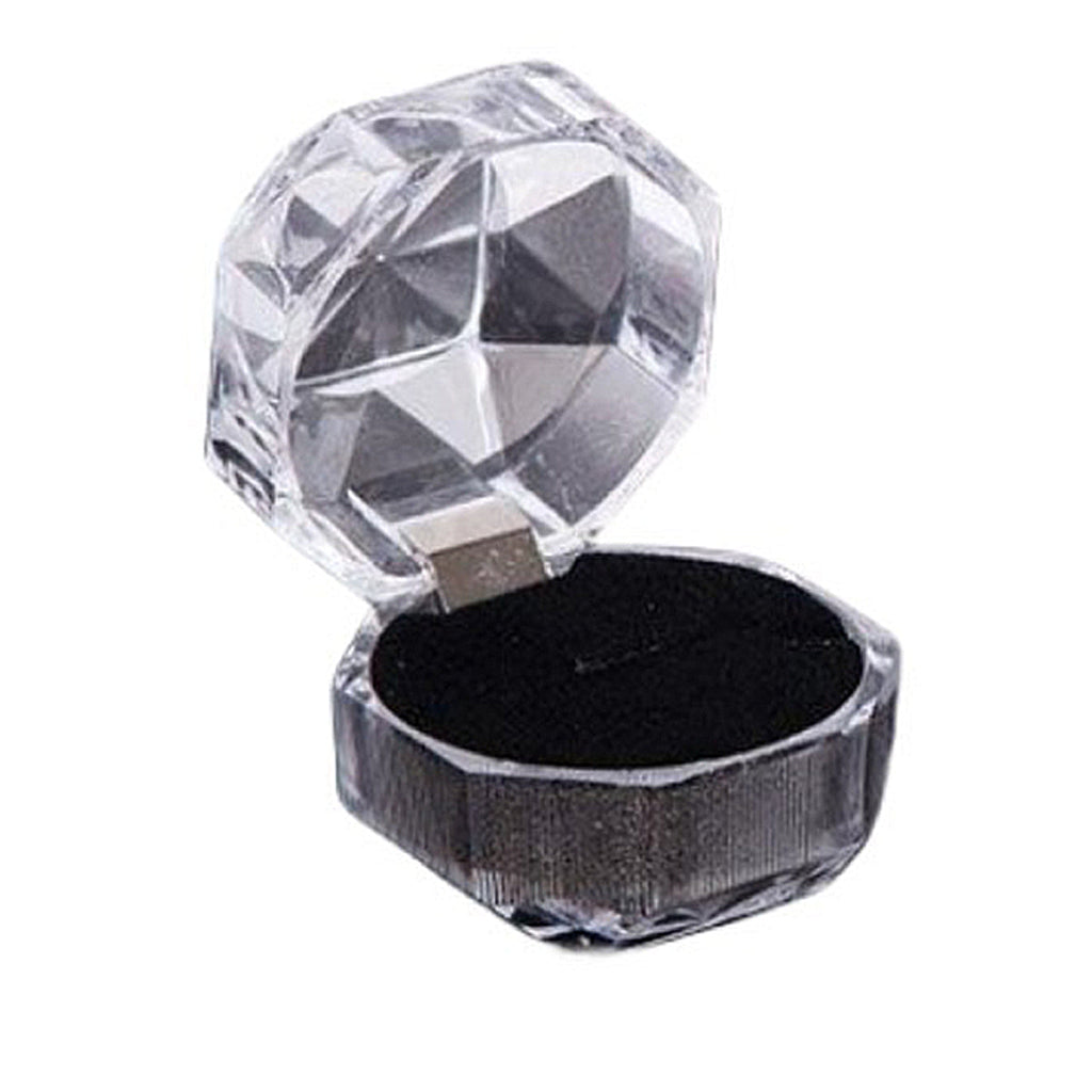 20pcs Acrylic Octagonal Jewelry Ring Earrings Box Transparent Display Cases - White