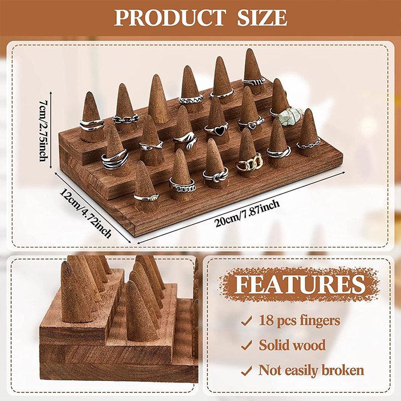 Wooden Jewellery Display Stand Ring Holder Rack for Ring Organization Storage