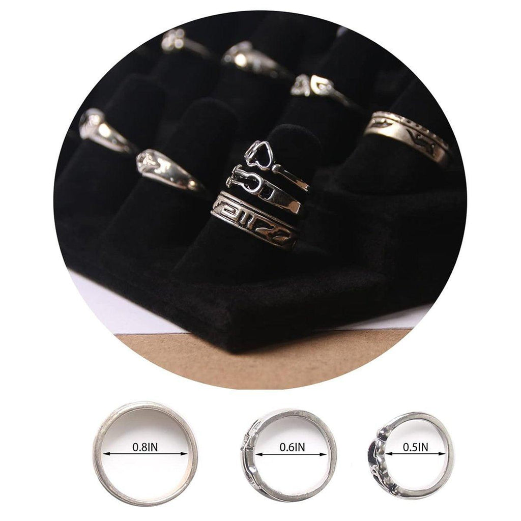 Three Layer Flocking Jewelry Display Stand 18 Finger Ring Organizer Holder