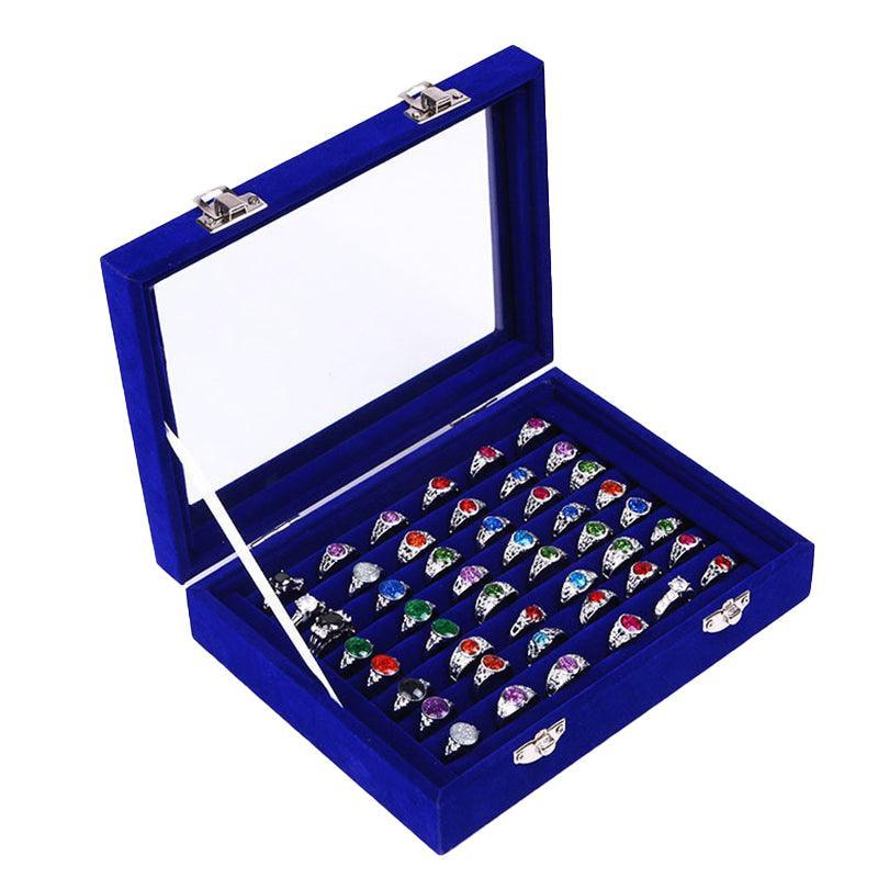 Velvet Ring Earring Jewelry Display Organizer Box Tray Holder Storage Case - Beige