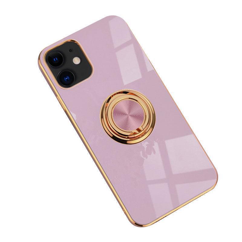 Light Purple Luxury Shockproof Silicone Ring Case Stand Cover for iPhone 14 13 12 Pro Max - iPhone 11
