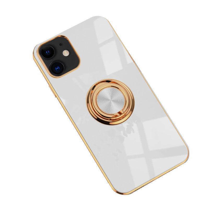 White Luxury Shockproof Silicone Ring Case Stand Cover for iPhone 14 13 12 Pro Max - iPhone 11 Pro