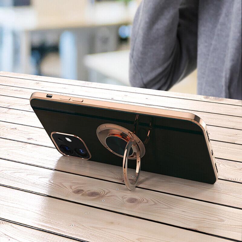 Black Luxury Shockproof Silicone Ring Case Stand Cover for iPhone 14 13 12 Pro Max - iPhone 11 Pro