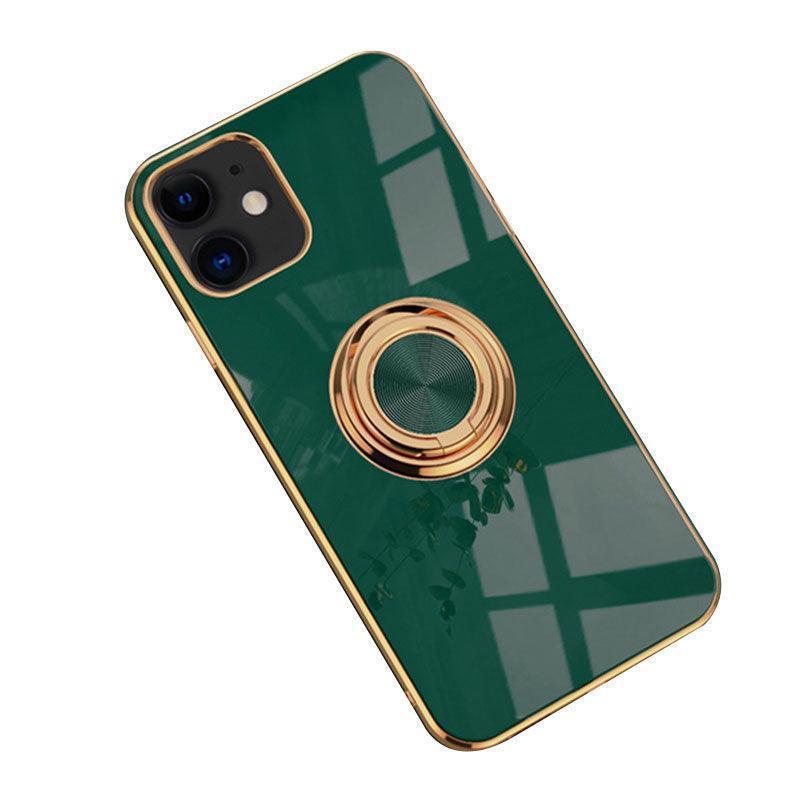 Dark Green Luxury Shockproof Silicone Ring Case Stand Cover for iPhone 14 13 12 Pro Max - iPhone 11 Pro Max