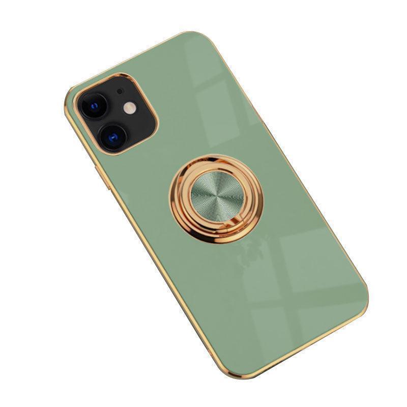 Fruit Green Luxury Shockproof Silicone Ring Case Stand Cover for iPhone 14 13 12 Pro Max - iPhone 12