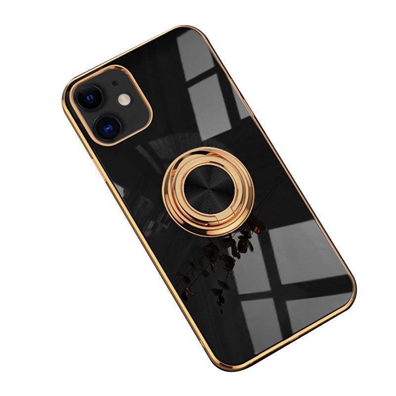 Black Luxury Shockproof Silicone Ring Case Stand Cover for iPhone 14 13 12 Pro Max - iPhone 13