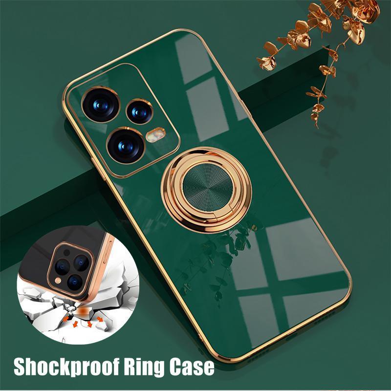 Dark Green Luxury Shockproof Silicone Ring Case Stand Cover for iPhone 14 13 12 Pro Max - iPhone 13 Mini