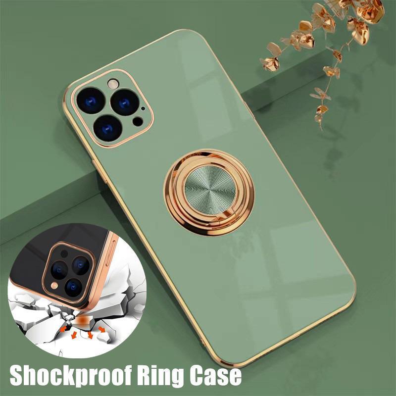 Fruit Green Luxury Shockproof Silicone Ring Case Stand Cover for iPhone 14 13 12 Pro Max - iPhone 13 Pro