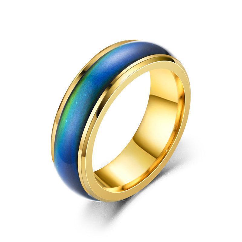 Mood Colour Changing Ring Temperature Sensitive Stainless Steel US Size 8 - Colourful