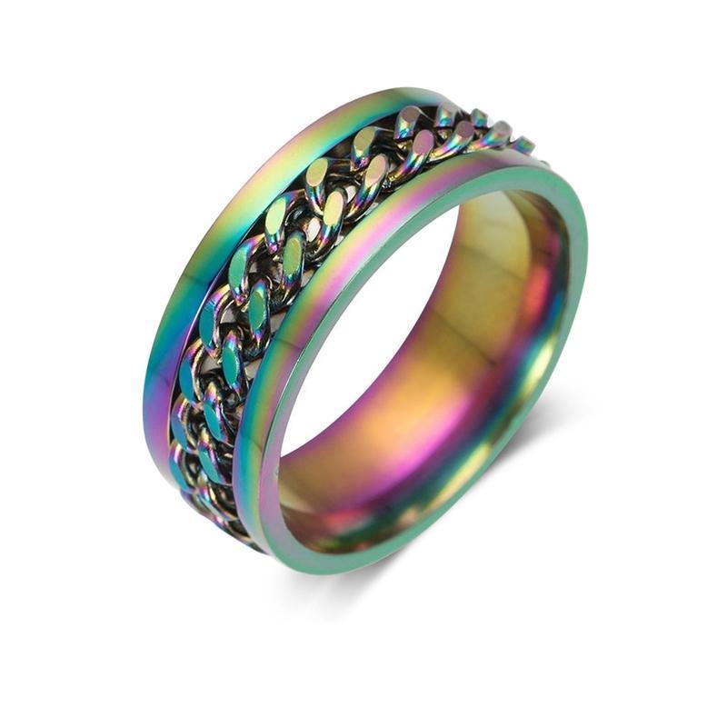 Spinner Rings Mens Womens Fidget Rotating Ring Silver Stainless Steel Size 11 - Silver