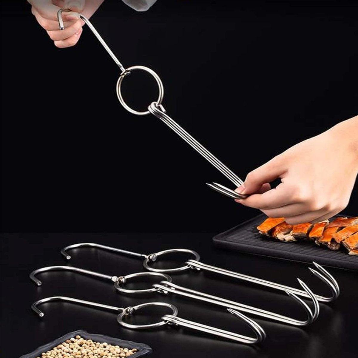 10PCS Stainless Steel Roast Duck Hooks Duty Double Hooks for Chicken Meat Goose
