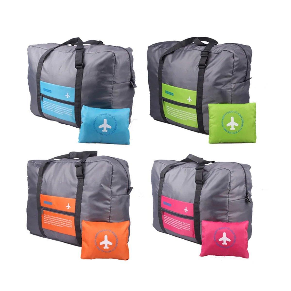 Nylon Waterproof Collapsible Travel Bag Large Suitcase Clothing Organizer - Blue