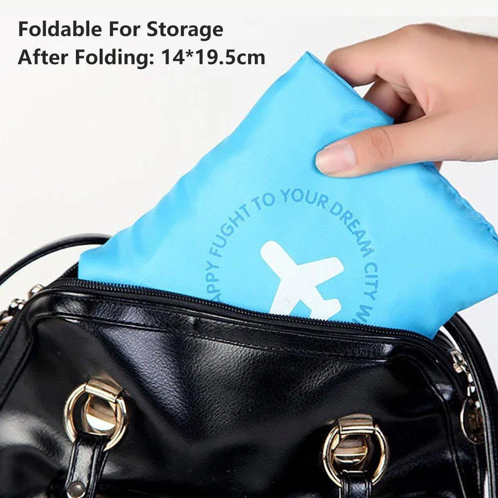 Nylon Waterproof Collapsible Travel Bag Large Suitcase Clothing Organizer - Blue