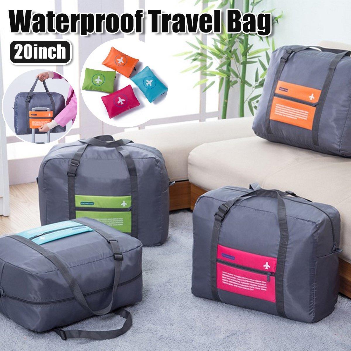 Nylon Waterproof Collapsible Travel Bag Large Suitcase Clothing Organizer - Green