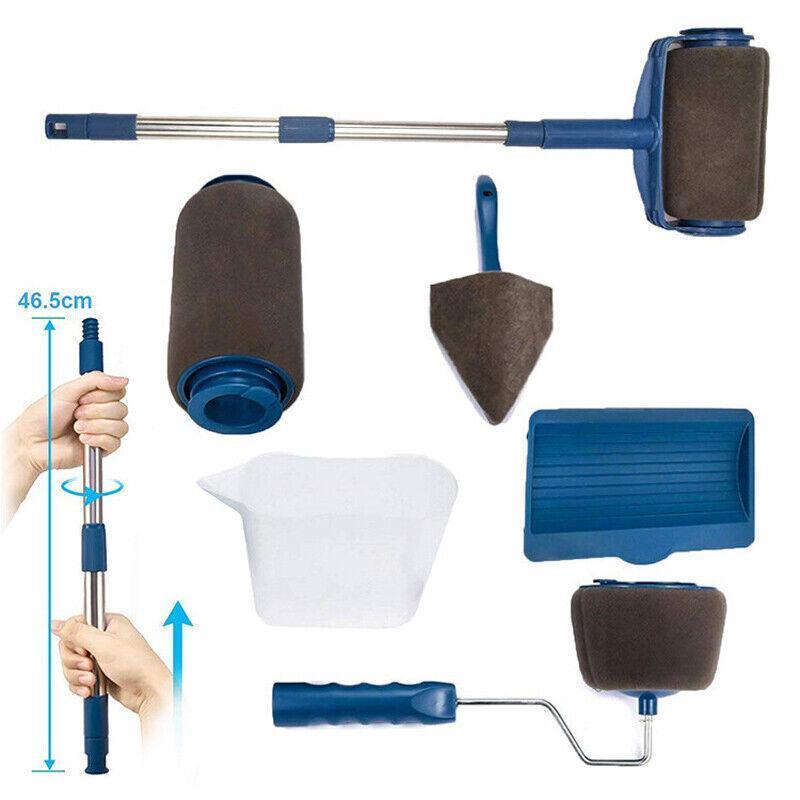 8Pcs/Set Pro Paint Roller Brush Handle Flocked Edger Wall Painting Hand Tool