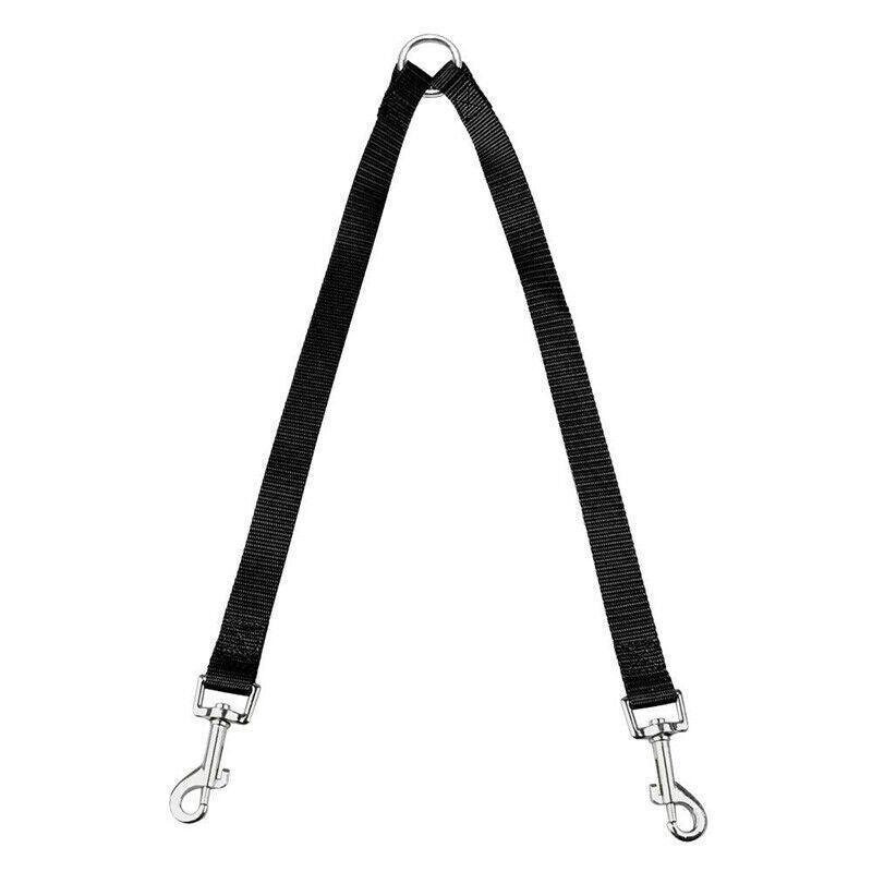 2 Way Double Dual Dog Leash Walk 2 Dogs With One Lead Coupler Nylon Harness - Blue