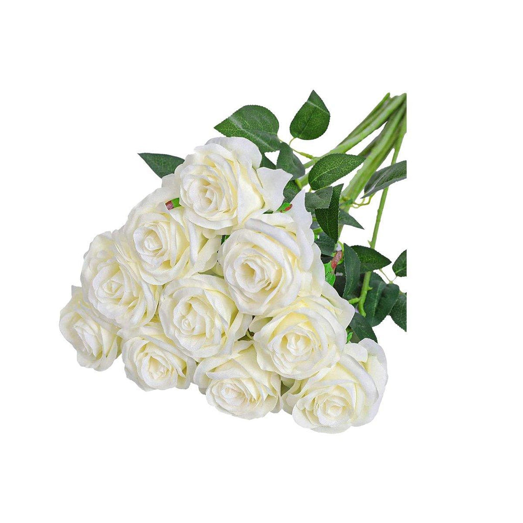 10pcs Artificial Silk Simulation Rose Flowers - Wedding Party Home Decorations - Red