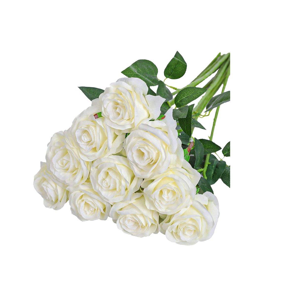 10pcs Artificial Silk Simulation Rose Flowers - Wedding Party Home Decorations - Red