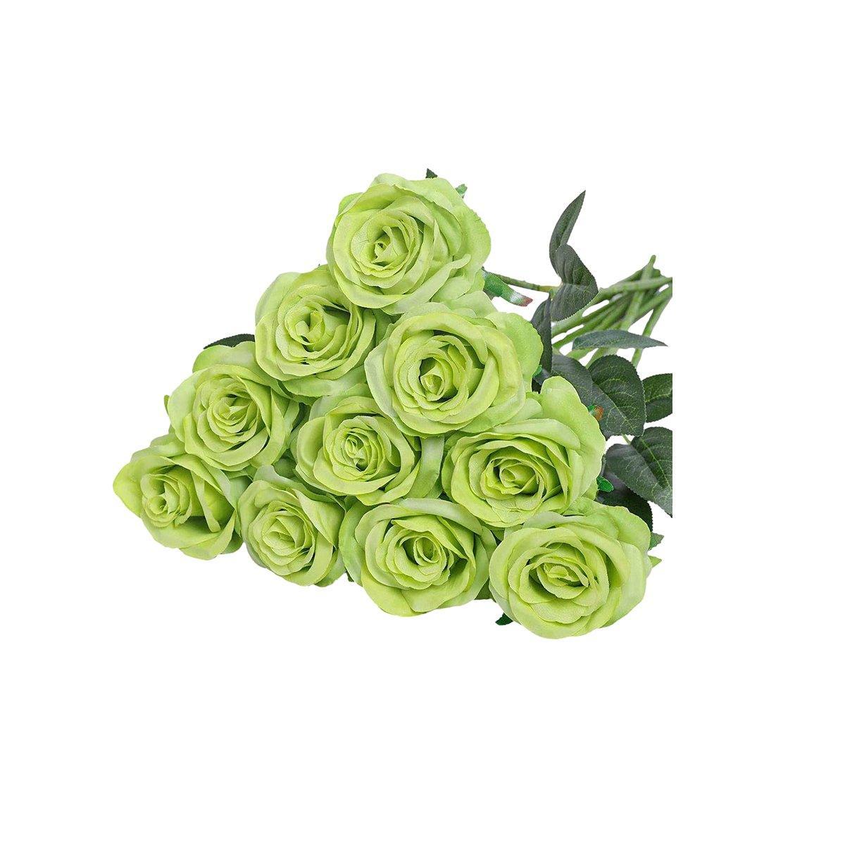 10pcs Artificial Silk Simulation Rose Flowers - Wedding Party Home Decorations - Red