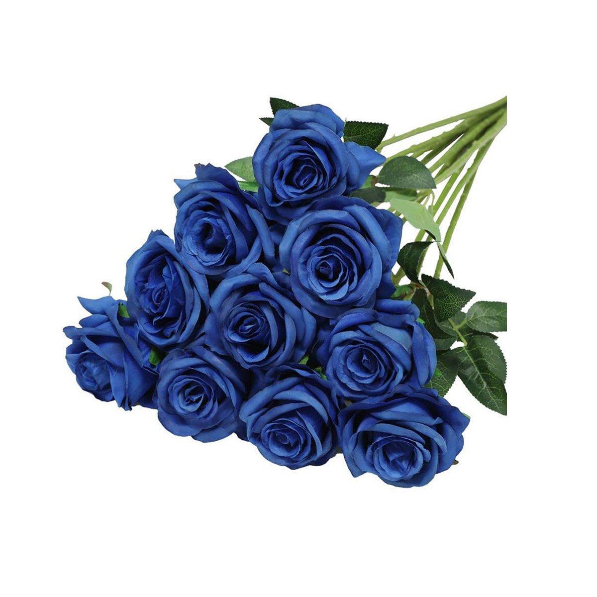 10pcs Artificial Silk Simulation Rose Flowers - Wedding Party Home Decorations - Red