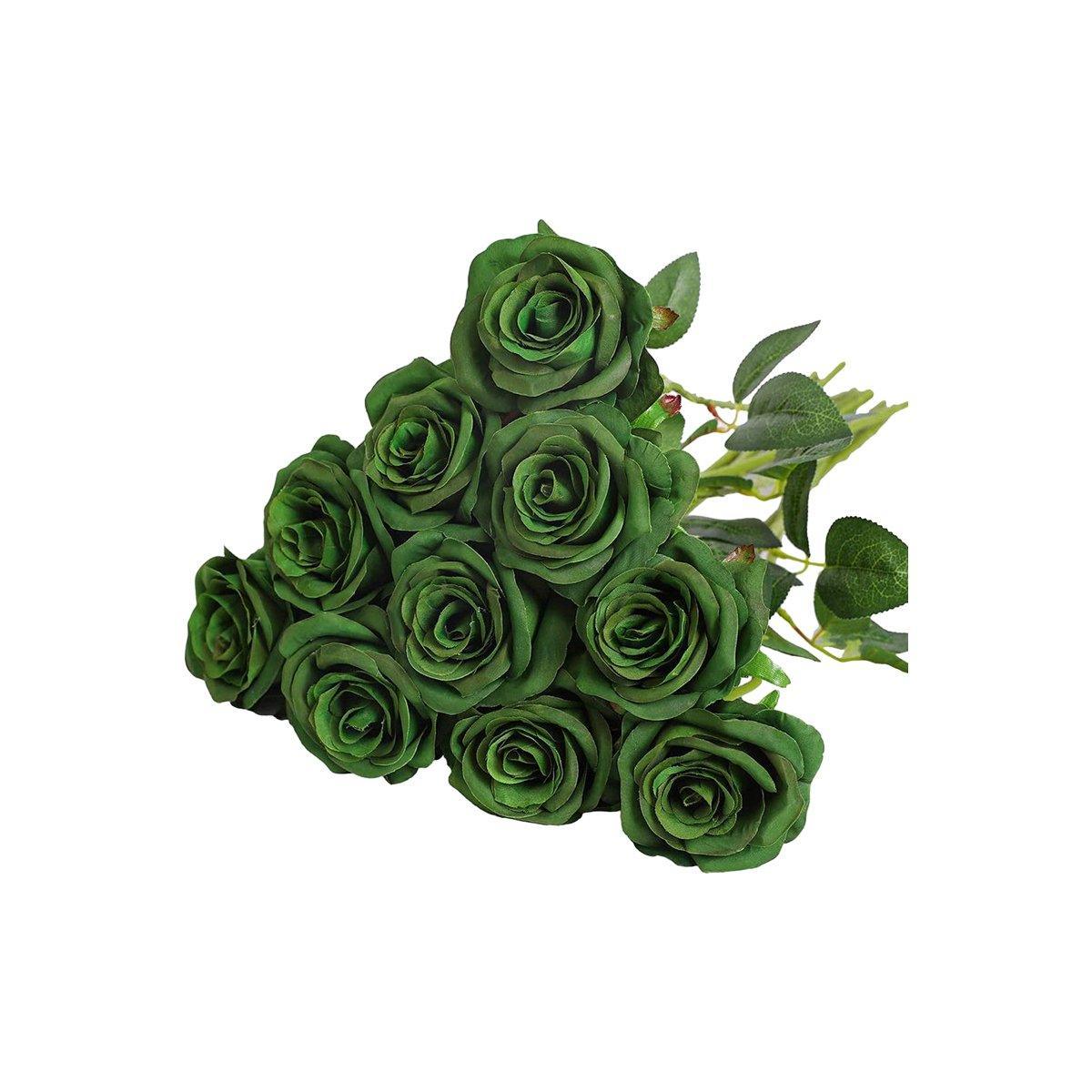 10pcs Artificial Silk Simulation Rose Flowers - Wedding Party Home Decorations - White