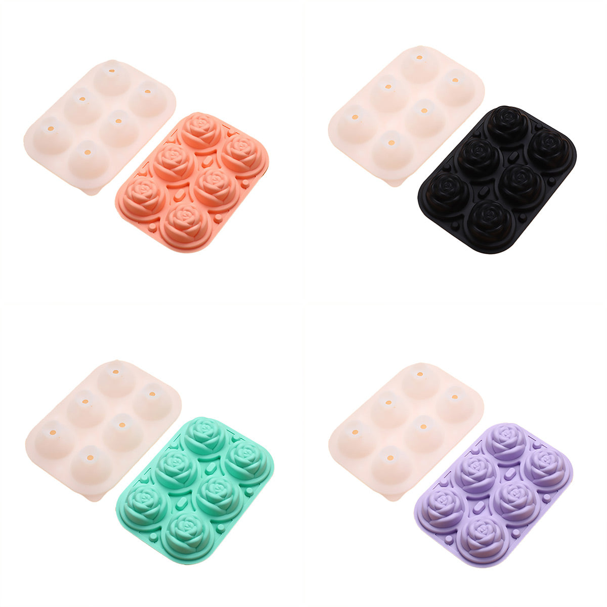 Large Ice Cube Tray Rose Maker Silicone Mold Whiskey Chocolate Jelly Mould DIY - Purple