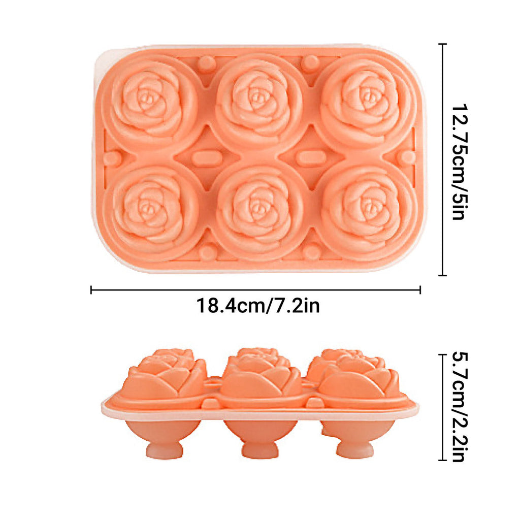 Large Ice Cube Tray Rose Maker Silicone Mold Whiskey Chocolate Jelly Mould DIY - Pink