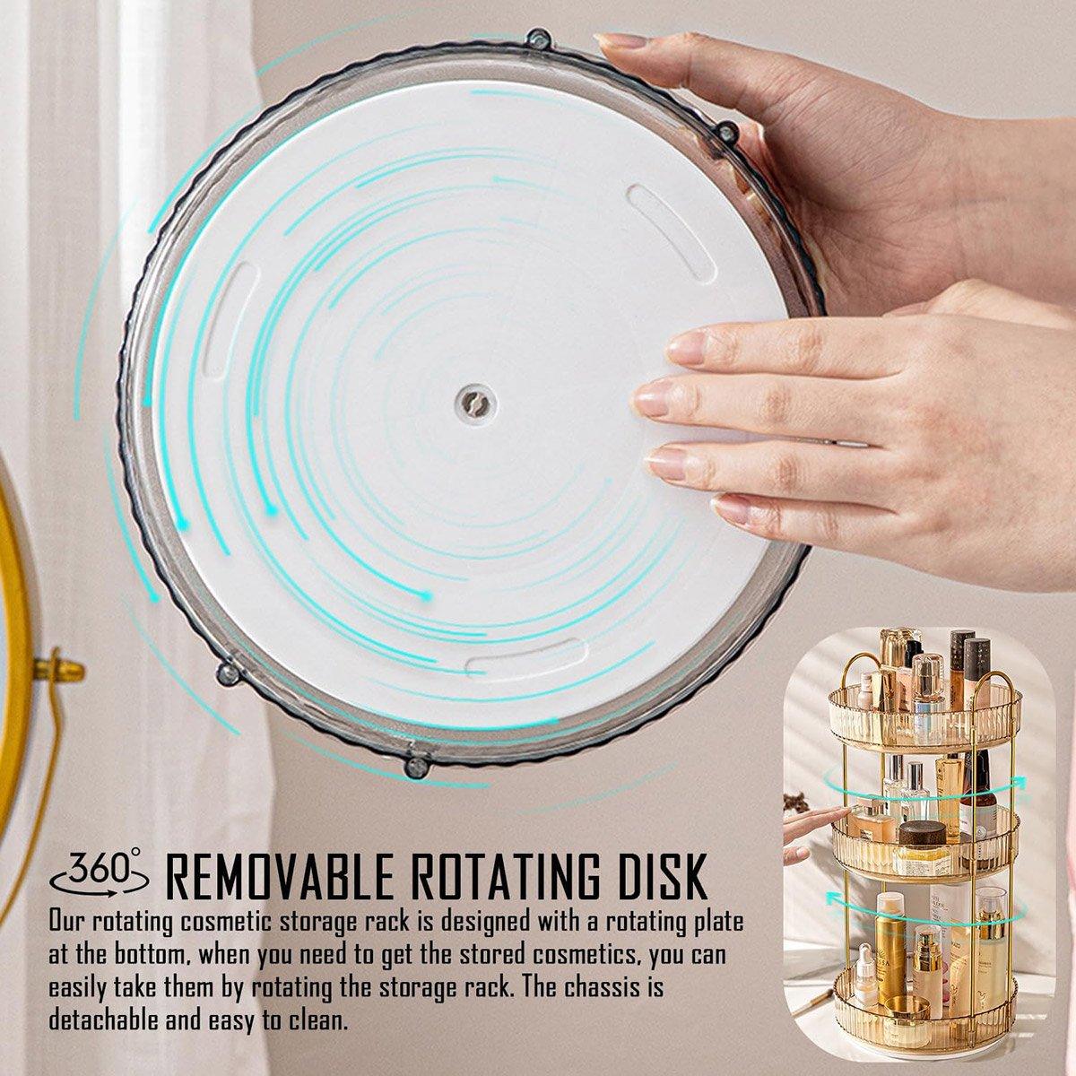 Rotating Cosmetic Organiser Home Storage Shelf Box for Makeup and Beauty Product - White