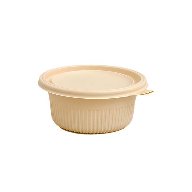 50PCS Biodegradable Corn Starch Lunch Box Round Takeout Containers Eco Friendly - 800ml