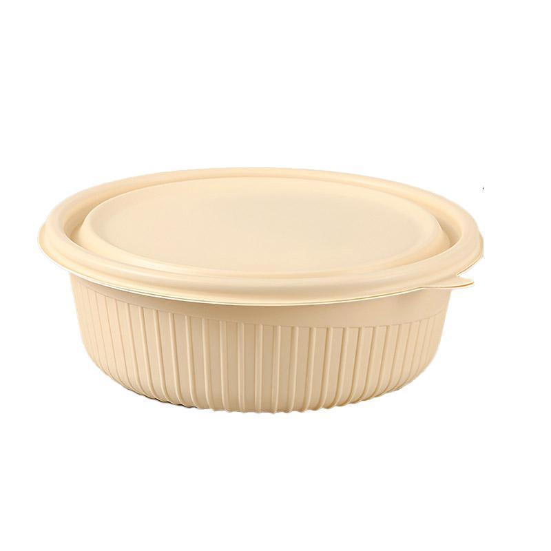 50PCS Biodegradable Corn Starch Lunch Box Round Takeout Containers Eco Friendly - 800ml