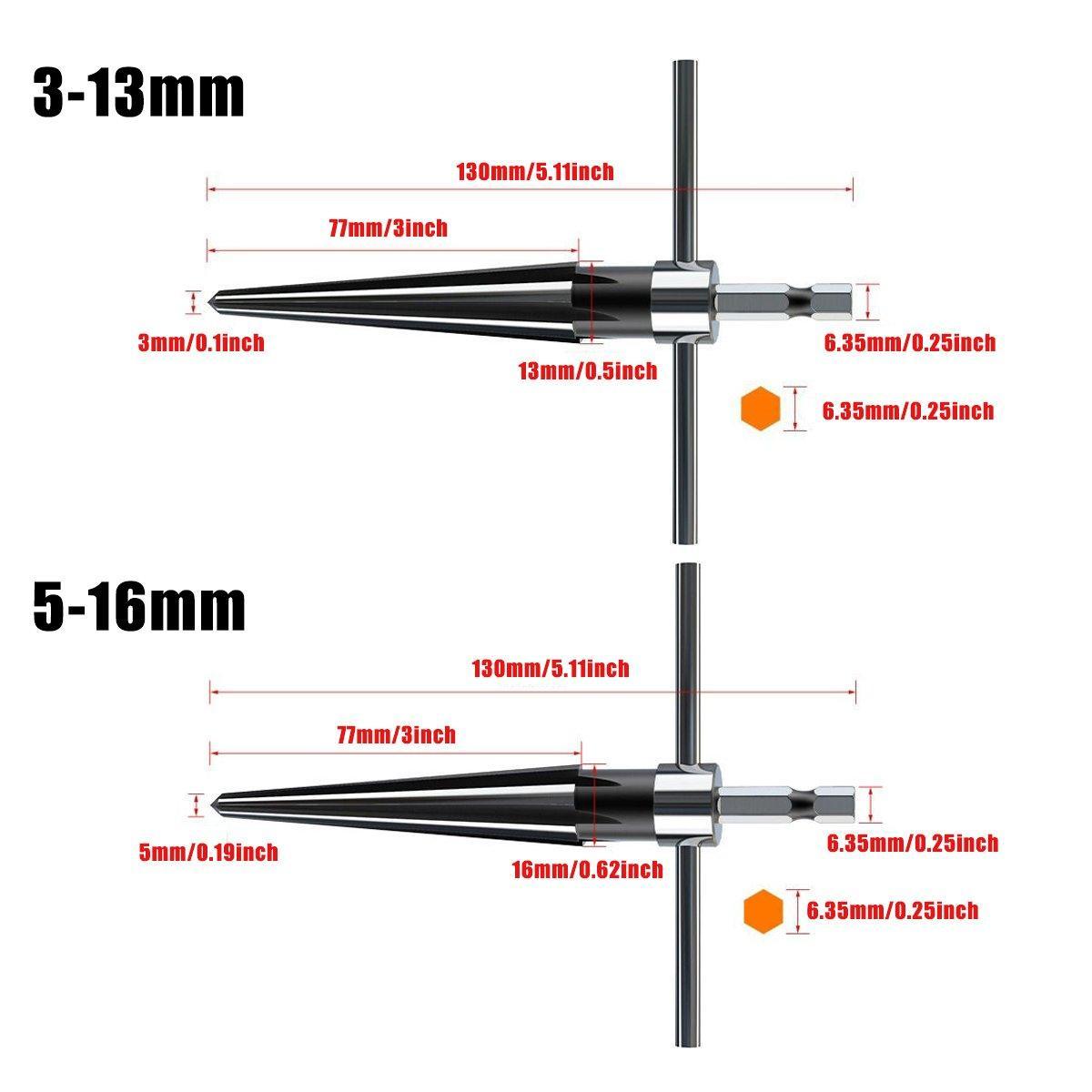 Round Shank Hexagon Shank T Handle Taper Reamer Tool for Drilling and Boring - Round Shank Reamer(3-13mm)