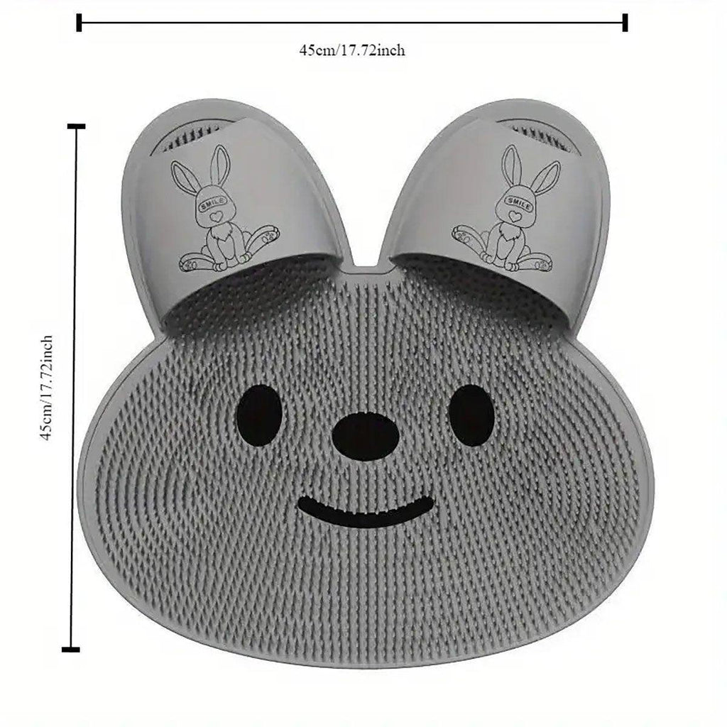 Silicone Foot Scrubber Rabbit Tub Mat Suction Cup Exfoliating Brush Cleaning Mat - Grey