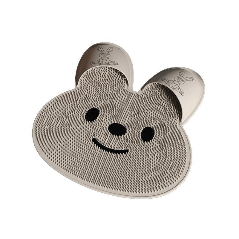 Silicone Foot Scrubber Rabbit Tub Mat Suction Cup Exfoliating Brush Cleaning Mat - White