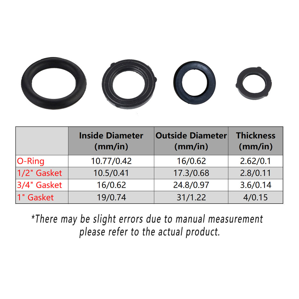 100pcs Silicone Rubber Seal Gasket Ring for Pipe Fitting Water Leak Proof - 1/2 inch Gasket