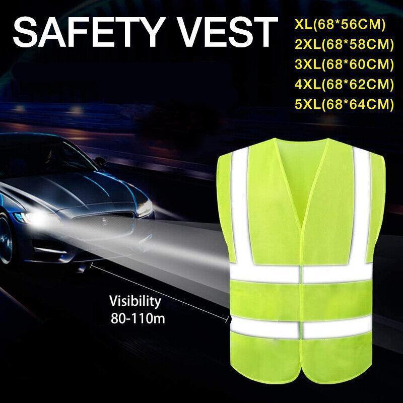 Yellow Reflective High Visibility Vest Workwear for Day and Night Use - 5XL