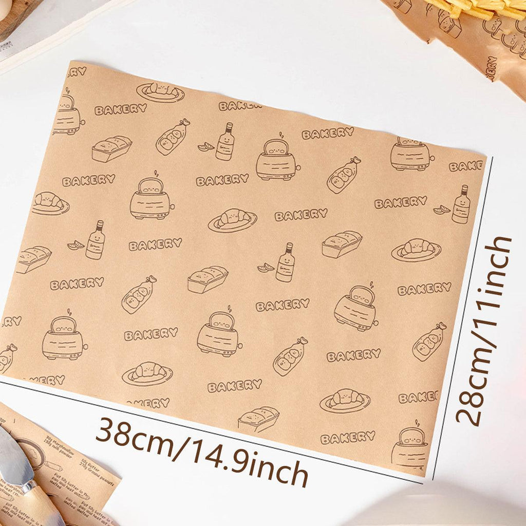 100pcs Sandwich Wrappers Oil Blotting Coated Paper Air Fryer Baking Parchment - Newspaper + Lemon Bear (Mixed)