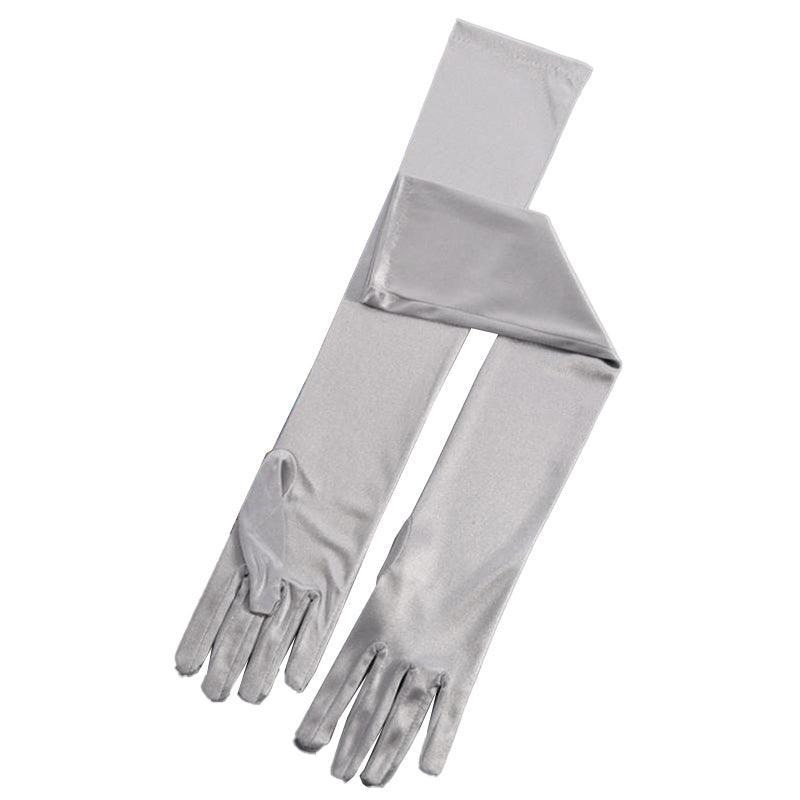 Elegant Long Satin Opera Gloves for Prom Party Wedding Costume or Formal Dress - Brown