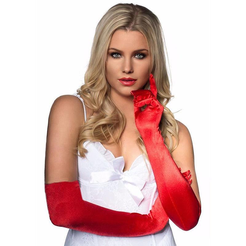 Elegant Long Satin Opera Gloves for Prom Party Wedding Costume or Formal Dress - Silver
