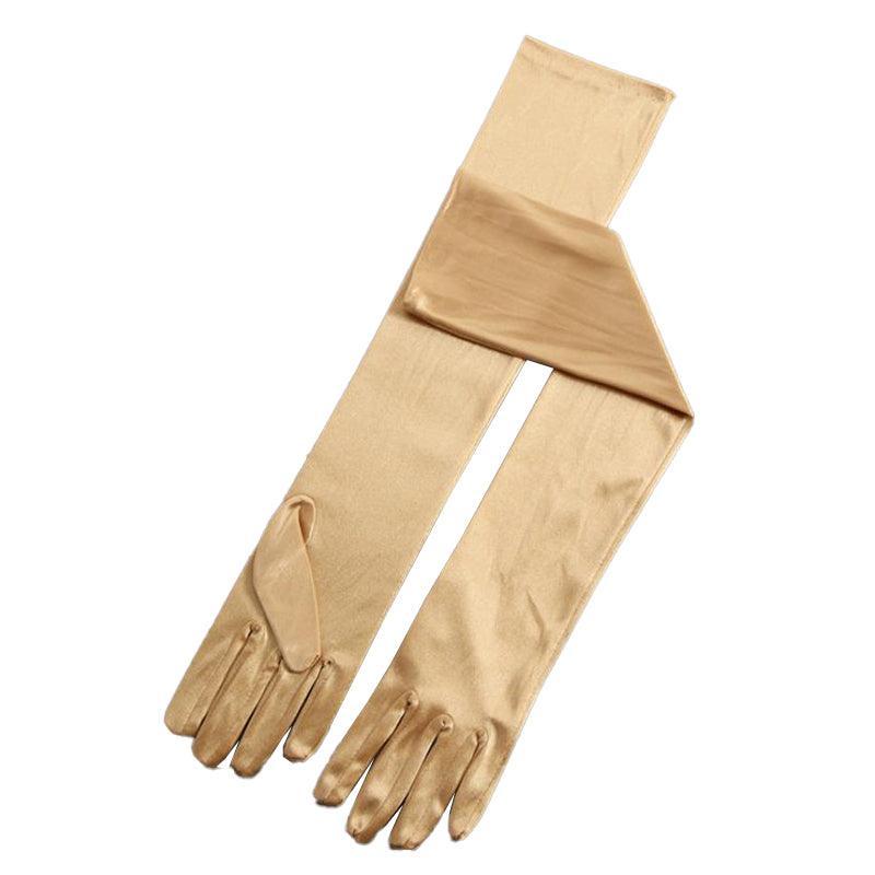 Elegant Long Satin Opera Gloves for Prom Party Wedding Costume or Formal Dress - Silver