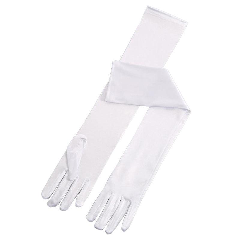 Elegant Long Satin Opera Gloves for Prom Party Wedding Costume or Formal Dress - Silver