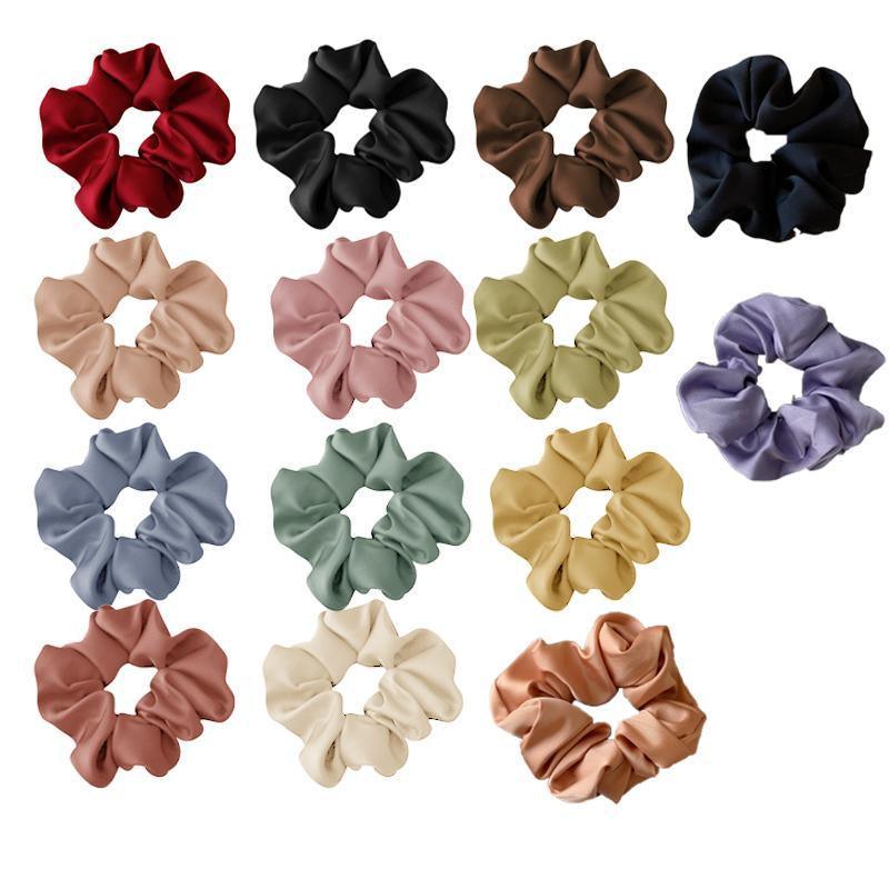 Large Scrunchies Silk Satin Elastic Hair Hair Bands Rope Hair Tie Ponytail Accessory - Black
