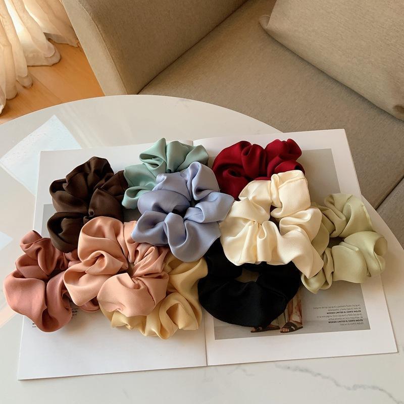 Large Scrunchies Silk Satin Elastic Hair Hair Bands Rope Hair Tie Ponytail Accessory - Lolita Pink