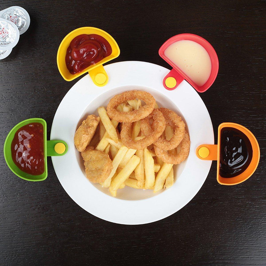 8PCS Plastic Salad Dressing Box Set Double Clip Bowl Snack Container with Spoon