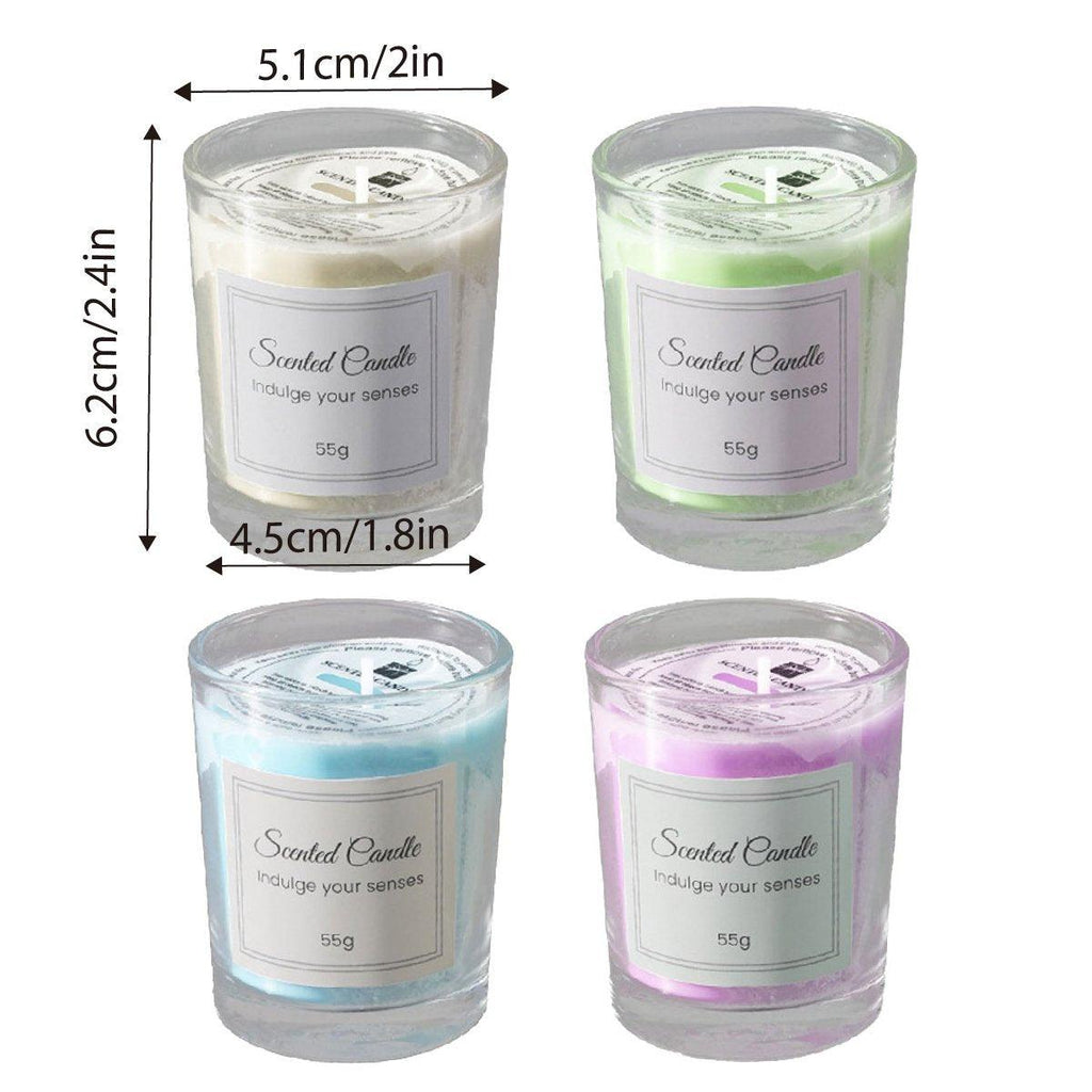 4Pcs Aroma Candles Smokeless Glass Scented Candles Gift Set for Relaxation