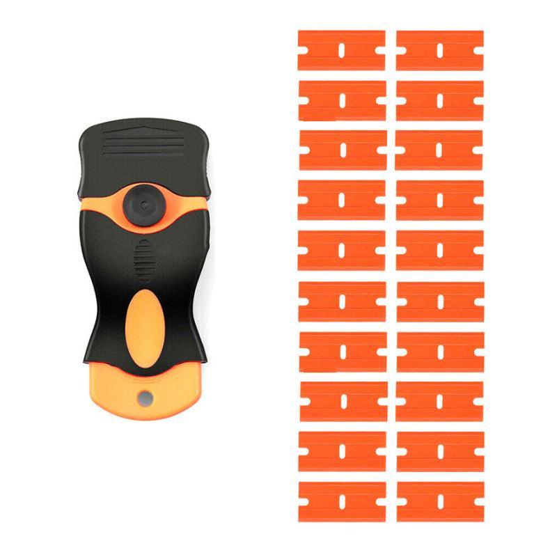 Plastic Razor Blade Scraper or Replacement Blades 10/20/30/50/100PCS Cleaning Tool - 1X Plastic Scraper + 100X Plastic Blades